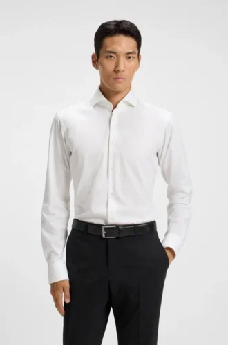 Regular-fit stretch-twill dress shirt