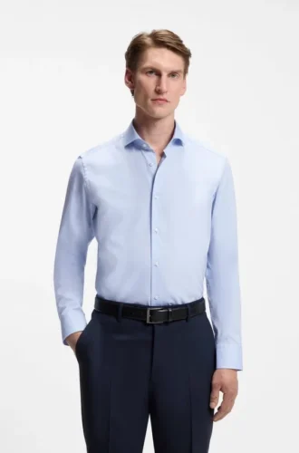 Regular-fit stretch-twill dress shirt