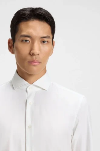 Regular-fit stretch-twill dress shirt