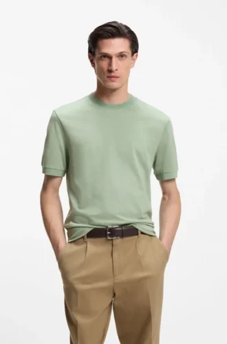 Regular-fit T-shirt in a mercerised cotton blend