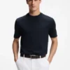Regular-fit T-shirt in cotton with raised jacquard structure
