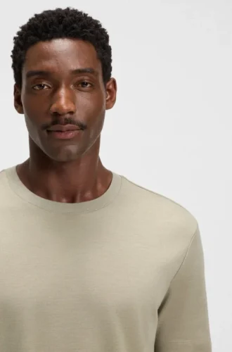Regular-fit T-shirt in mercerised cotton and silk