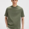 Regular-fit T-shirt in mercerised stretch fabric