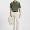 Regular-fit T-shirt in mercerised stretch fabric