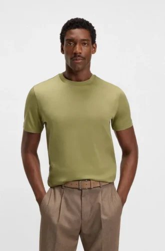 Regular-fit T-shirt in mercerized cotton