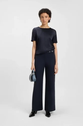 Regular-fit T-shirt with stretch-silk front
