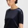 Regular-fit T-shirt with stretch-silk front