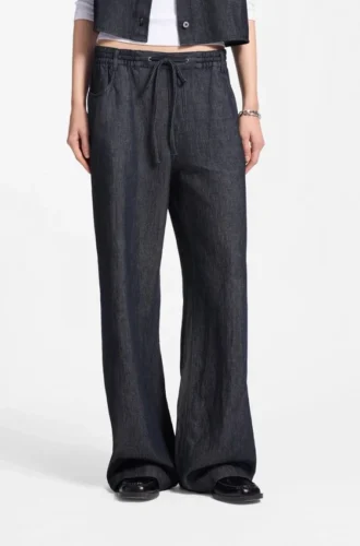 Regular-fit trousers in lightweight denim with drawstring waist