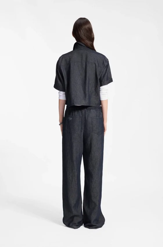 Regular-fit trousers in lightweight denim with drawstring waist Regular-fit trousers in lightweight denim with drawstring waist