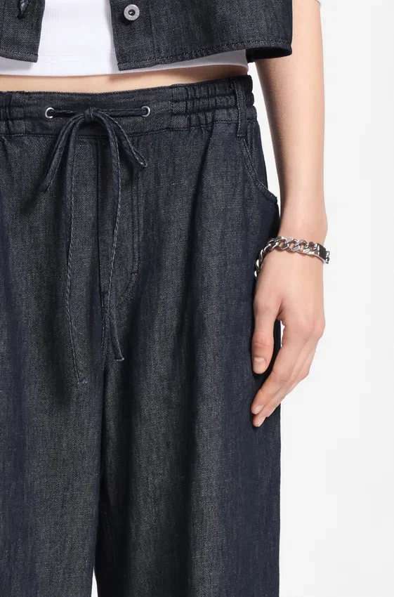 Regular-fit trousers in lightweight denim with drawstring waist Regular-fit trousers in lightweight denim with drawstring waist