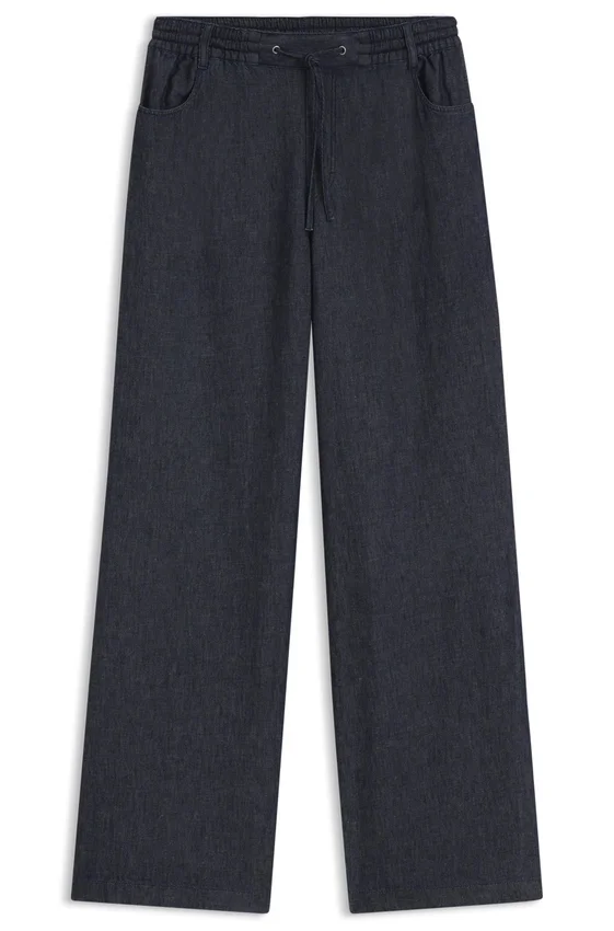 Regular-fit trousers in lightweight denim with drawstring waist Regular-fit trousers in lightweight denim with drawstring waist