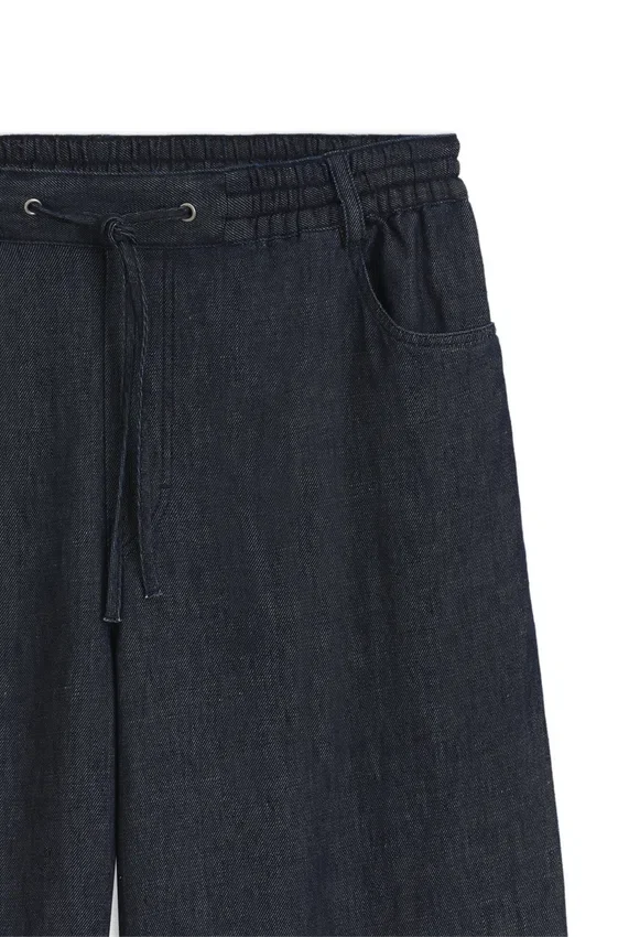Regular-fit trousers in lightweight denim with drawstring waist Regular-fit trousers in lightweight denim with drawstring waist