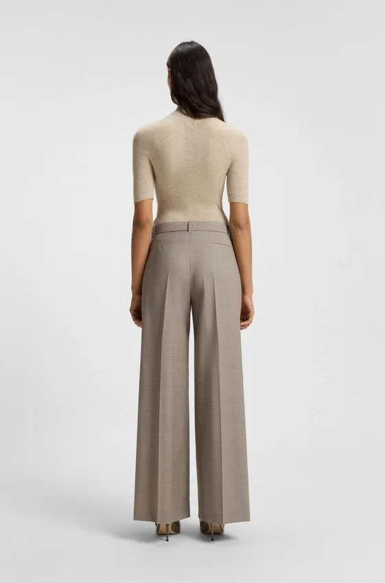Regular-fit trousers in stretch-wool sharkskin Regular-fit trousers in stretch-wool sharkskin