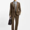 Regular-fit trousers in virgin and textured wool