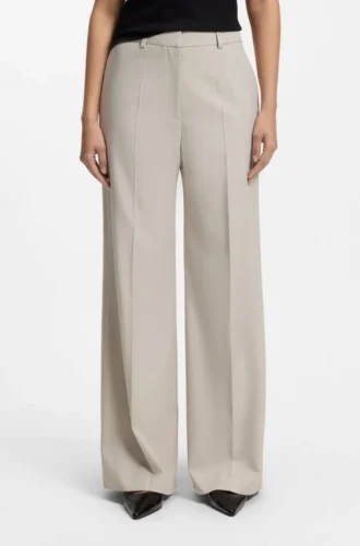 Regular-fit wide-leg pants in stretch fabric