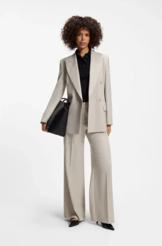 Regular-fit wide-leg pants in stretch fabric