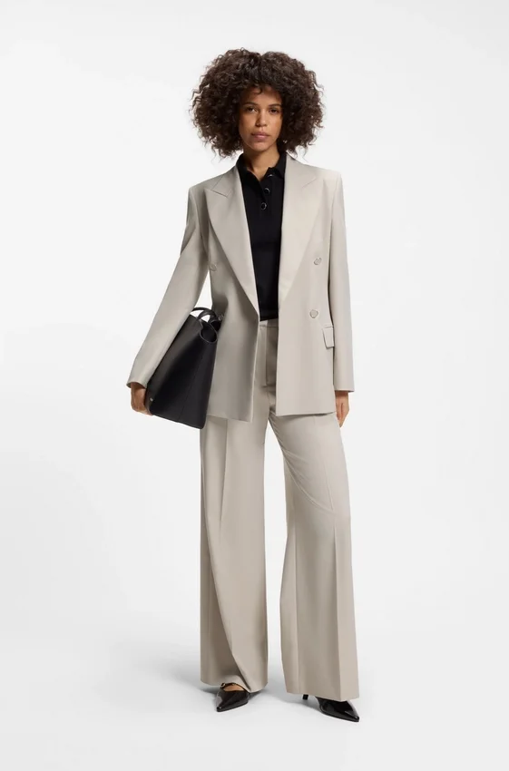 Regular-fit wide-leg pants in stretch fabric Regular-fit wide-leg pants in stretch fabric