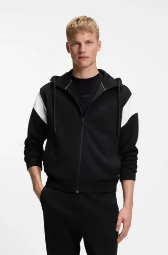 Regular-fit zip-up sweatshirt in spacer pique