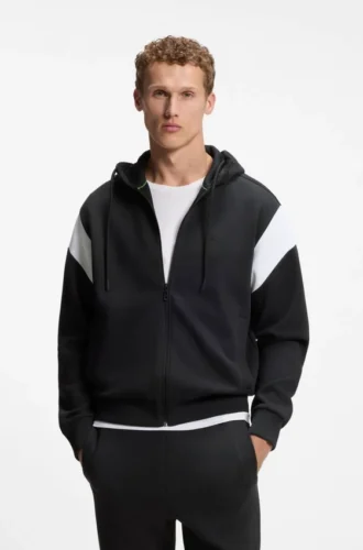Regular-fit zip-up sweatshirt in spacer pique