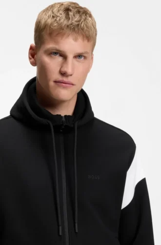 Regular-fit zip-up sweatshirt in spacer pique