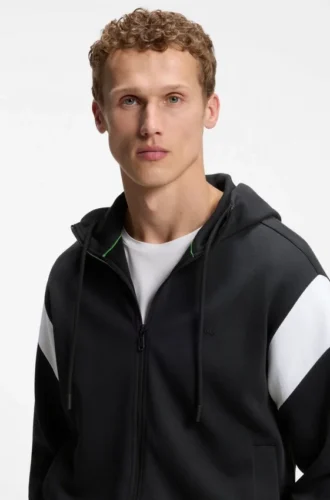 Regular-fit zip-up sweatshirt in spacer pique