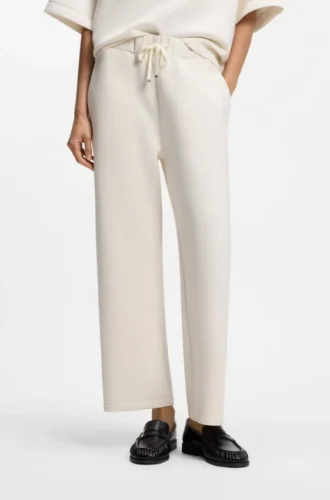 Relaxed-fit barrel-leg pants in double-layer scuba jersey