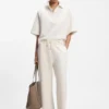 Relaxed-fit barrel-leg pants in double-layer scuba jersey