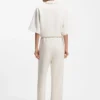 Relaxed-fit barrel-leg pants in double-layer scuba jersey
