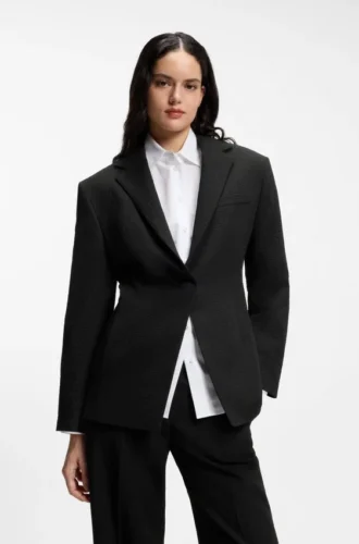Relaxed-fit blazer in seersucker with chain belt Relaxed-fit blazer in seersucker with chain belt