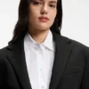 Relaxed-fit blazer in seersucker with chain belt