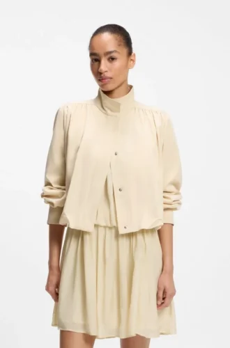 Relaxed-fit blazer with balloon hem