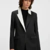 Relaxed-fit blazer with colour-blocked lapel Relaxed-fit blazer with colour-blocked lapel