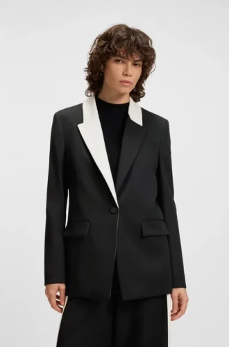 Relaxed-fit blazer with colour-blocked lapel