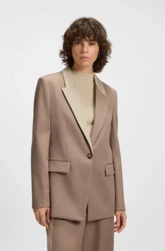 Relaxed-fit blazer with colour-blocked lapel