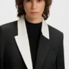 Relaxed-fit blazer with colour-blocked lapel Relaxed-fit blazer with colour-blocked lapel