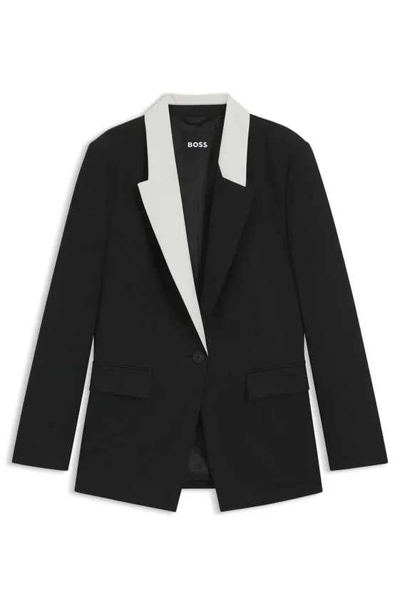 Relaxed-fit blazer with colour-blocked lapel Relaxed-fit blazer with colour-blocked lapel