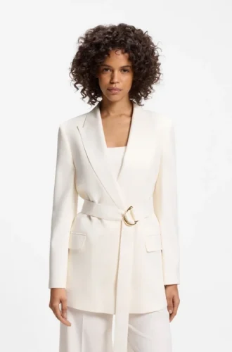 Relaxed-fit blazer with D-ring belt