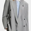 Relaxed-fit blazer with enamel flower brooch