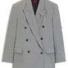 Relaxed-fit blazer with enamel flower brooch