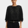 Relaxed-fit blouse in feather jacquard