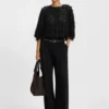 Relaxed-fit blouse in feather jacquard