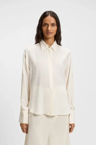 Relaxed-fit blouse in washed silk