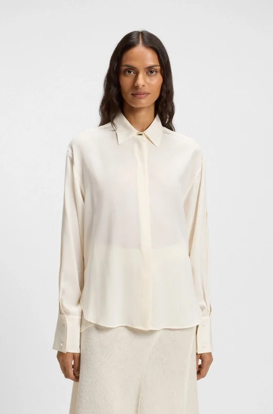 Relaxed-fit blouse in washed silk Relaxed-fit blouse in washed silk
