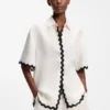 Relaxed-fit blouse with contrast zigzag tape Relaxed-fit blouse with contrast zigzag tape