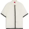 Relaxed-fit blouse with contrast zigzag tape Relaxed-fit blouse with contrast zigzag tape