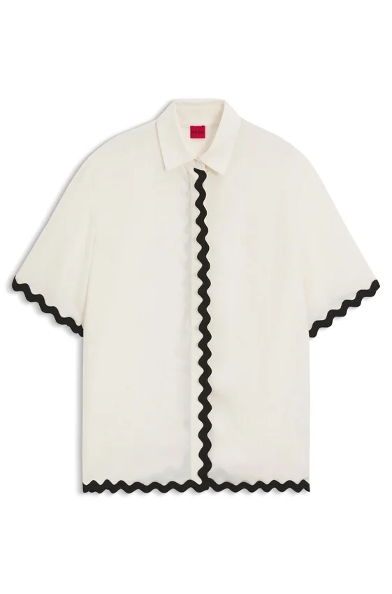Relaxed-fit blouse with contrast zigzag tape Relaxed-fit blouse with contrast zigzag tape