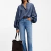 Relaxed-fit blouse with stand collar