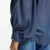 Relaxed-fit blouse with stand collar