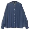 Relaxed-fit blouse with stand collar
