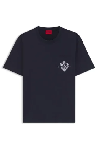 Relaxed-fit cotton T-shirt with anchor pocket print